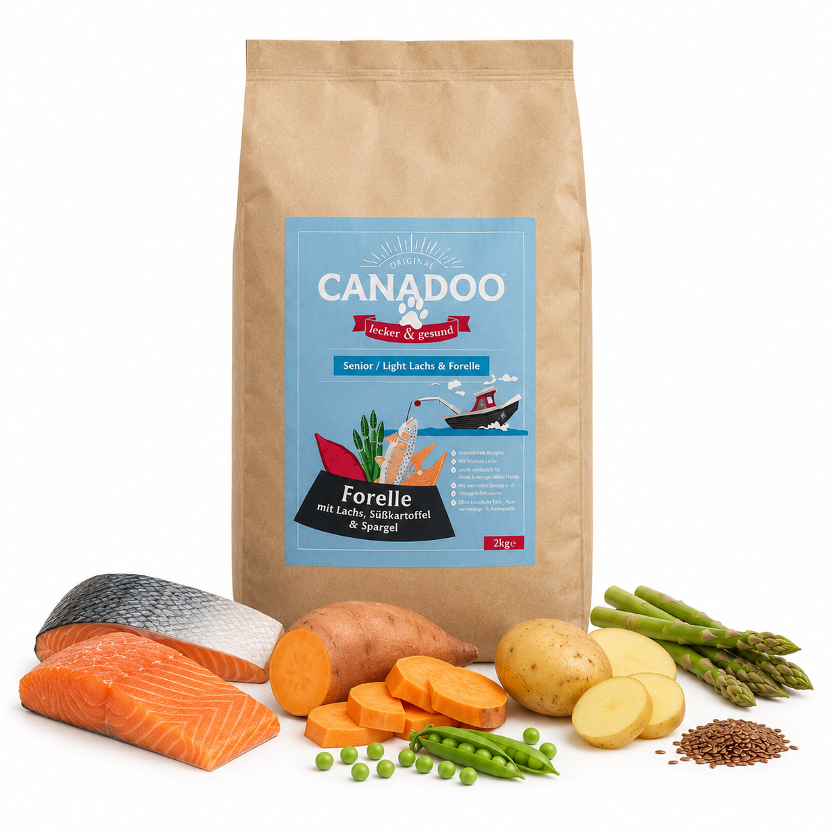 Canadoo Senior/Light Lachs & Forelle mit Süsskartoffel & Spargel