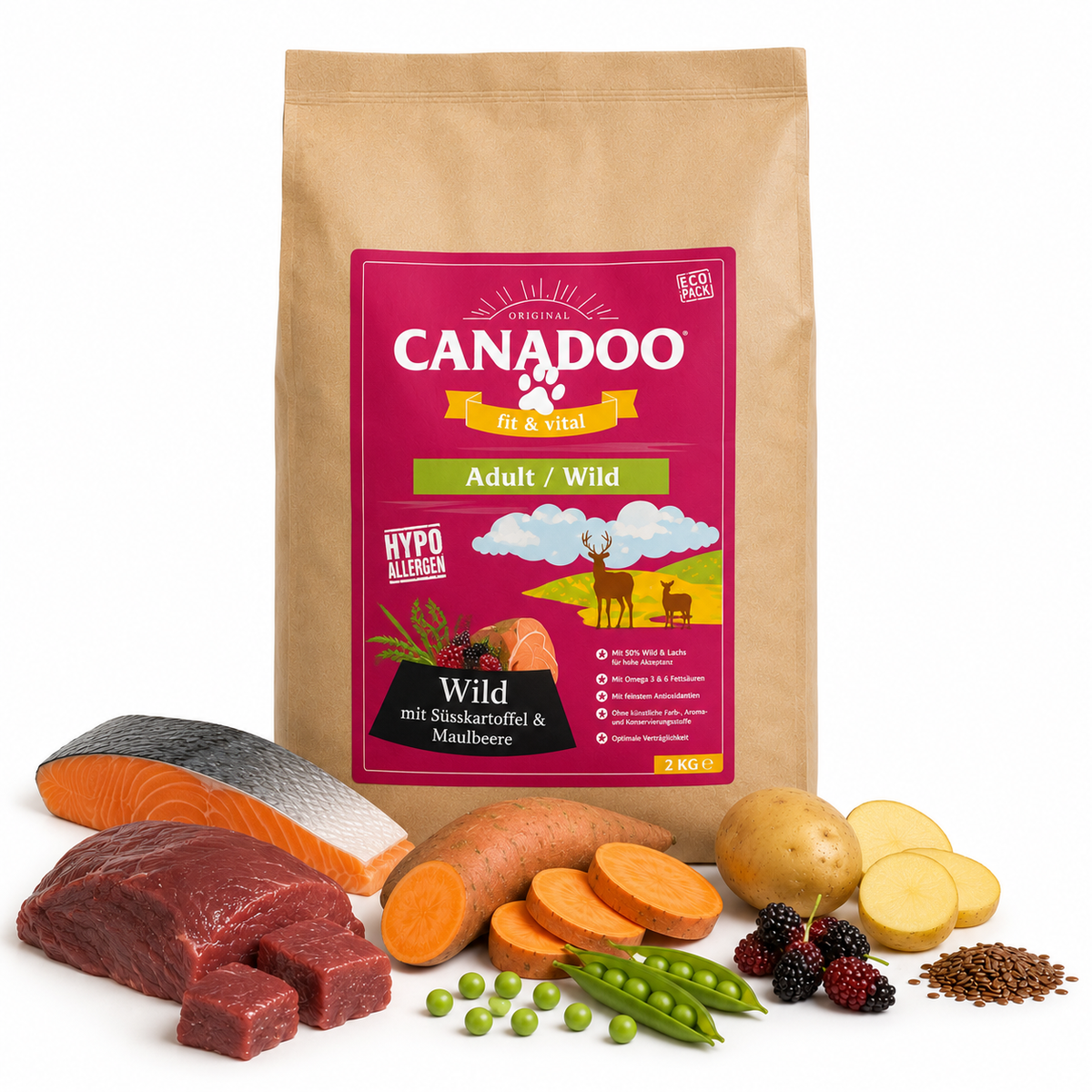 Canadoo Adult Hypoallergen Wild/Lachs mit Süsskartoffel & Maulbeere