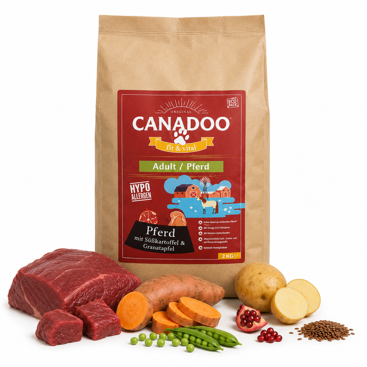 Canadoo Adult Hypoallergen Pferd mit Süsskartoffel & Granatapfel